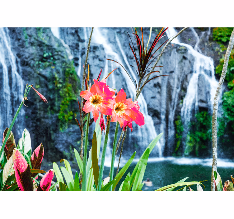 Pink tropical blooms fototapete s cvetjem - TenStickers