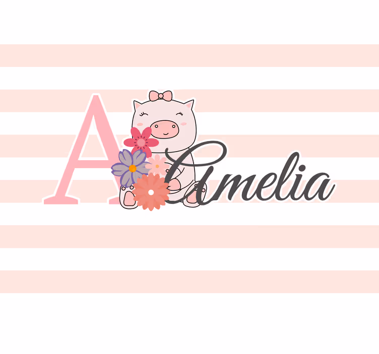 Cute piglet blooms fototapeta ljubezen - TenStickers