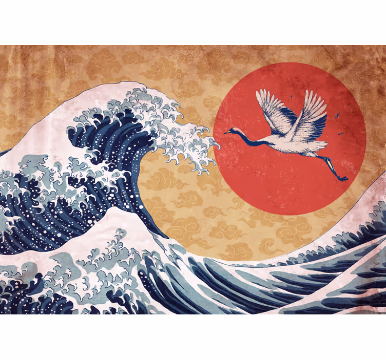 Cresting wave crane fototapete narava - TenStickers