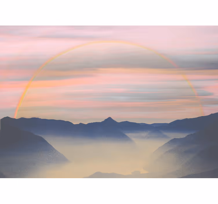 Mountain rainbow scene stenske poslikave - TenStickers