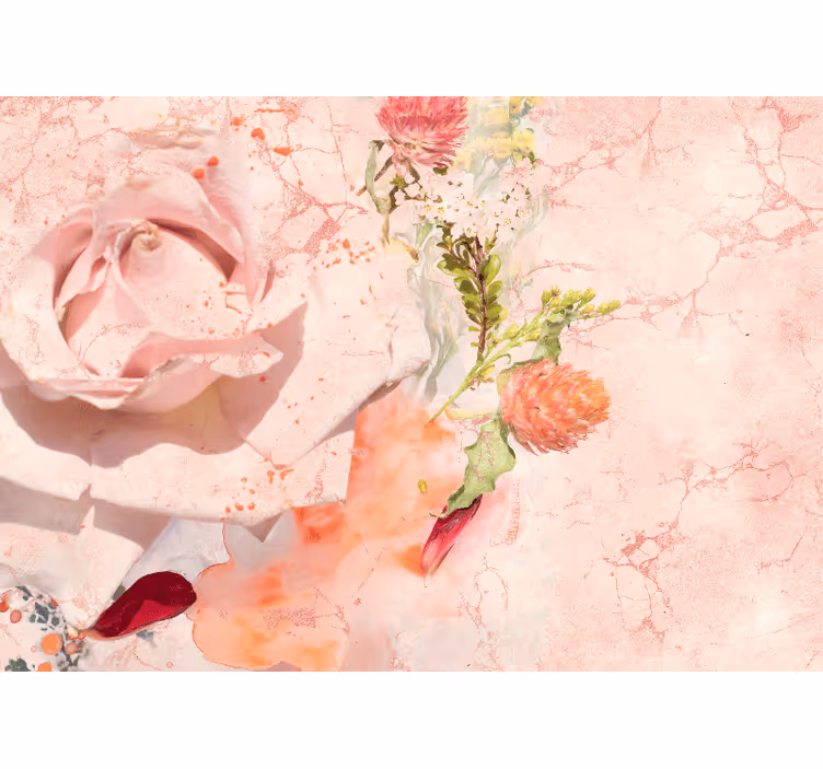Romantic pink rose fototapete cvetje - TenStickers