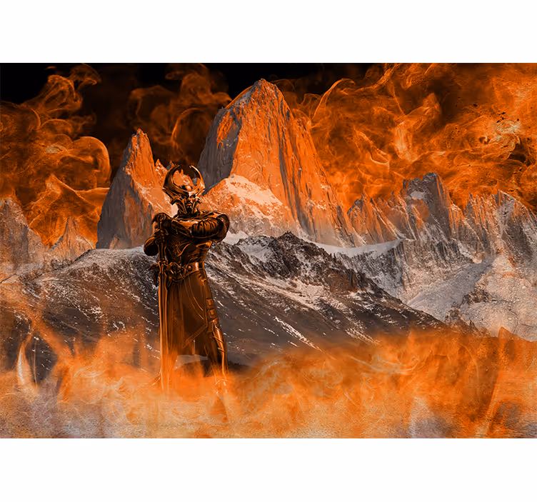 Dramatic fiery landscape fototapeta z motivi narave - TenStickers
