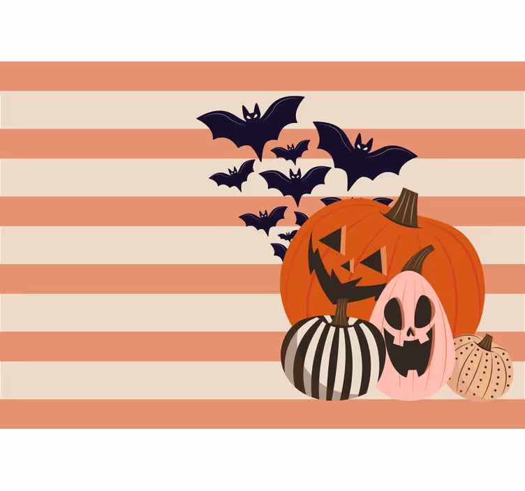 Jack-o-lanterns and bats fototapete za noč čarovnic - TenStickers