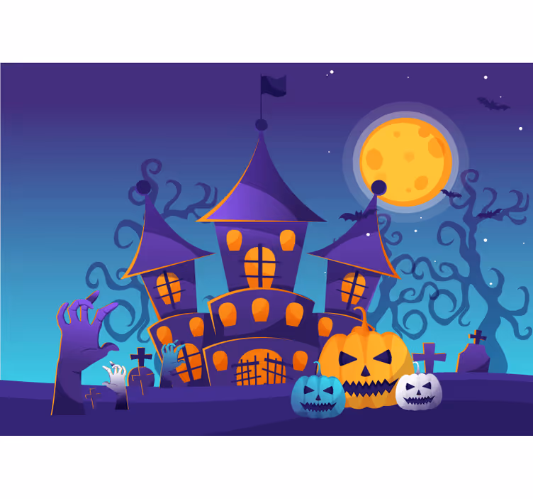 Haunted castle scene fototapete za noč čarovnic - TenStickers
