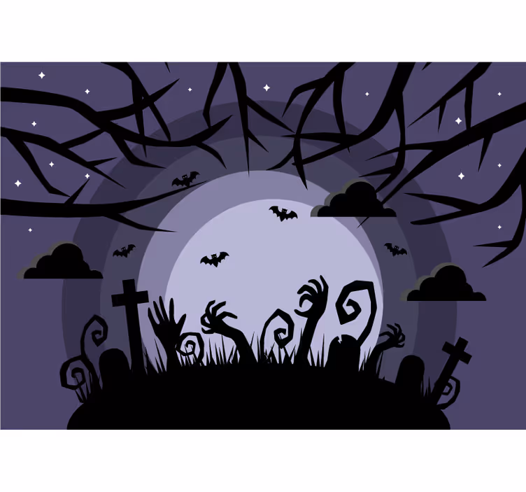 Haunting graveyard scene fototapete za noč čarovnic - TenStickers