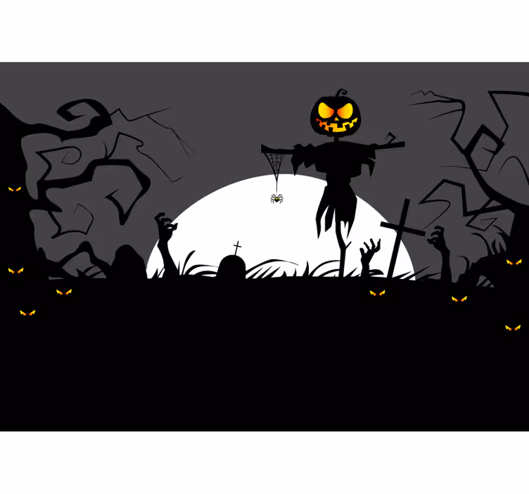 Creepy pumpkin scarecrow fototapete za noč čarovnic - TenStickers