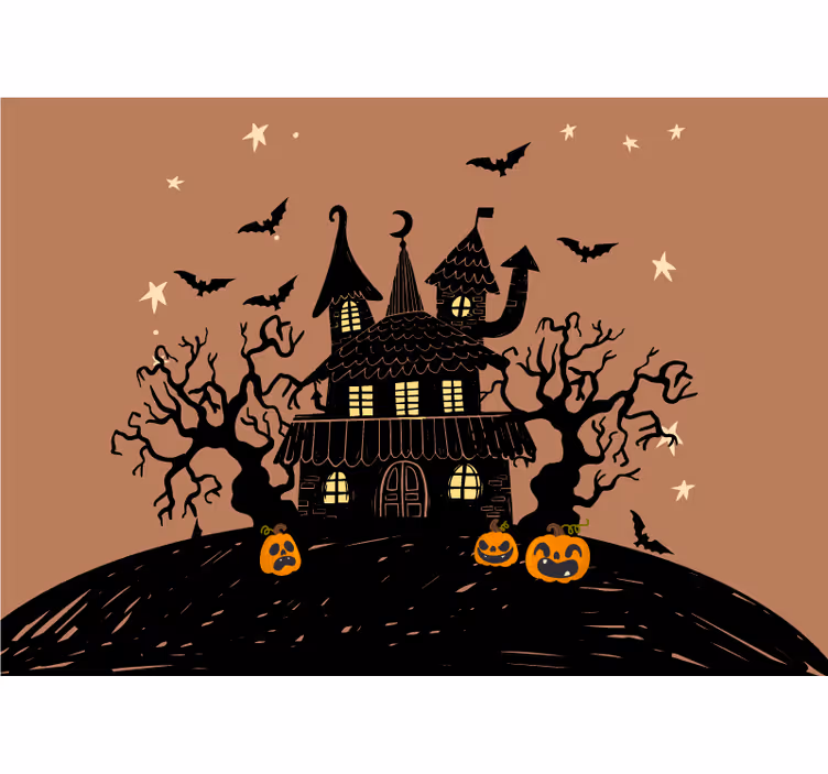 Haunting pumpkin castle fototapete za noč čarovnic - TenStickers