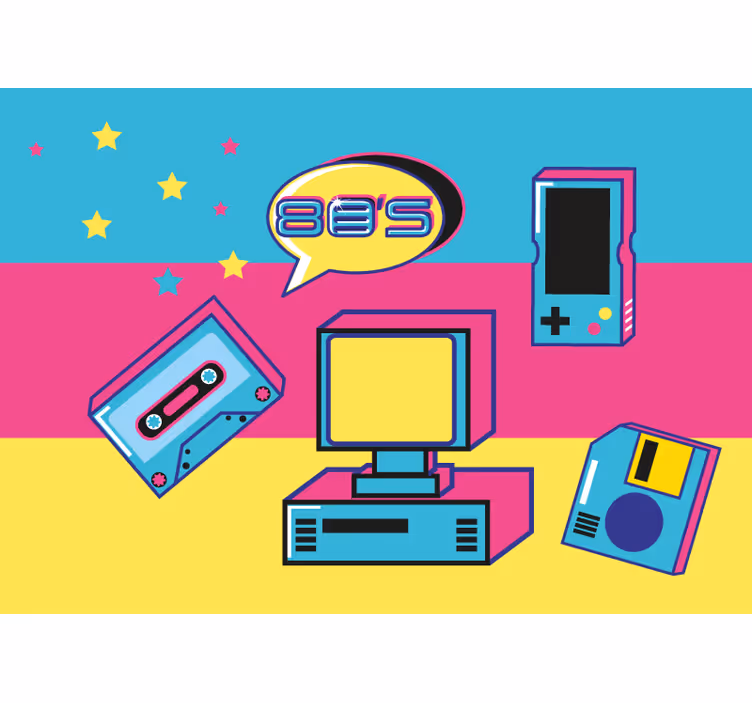 Retro gaming elements fototapete z graffiti motivi - TenStickers