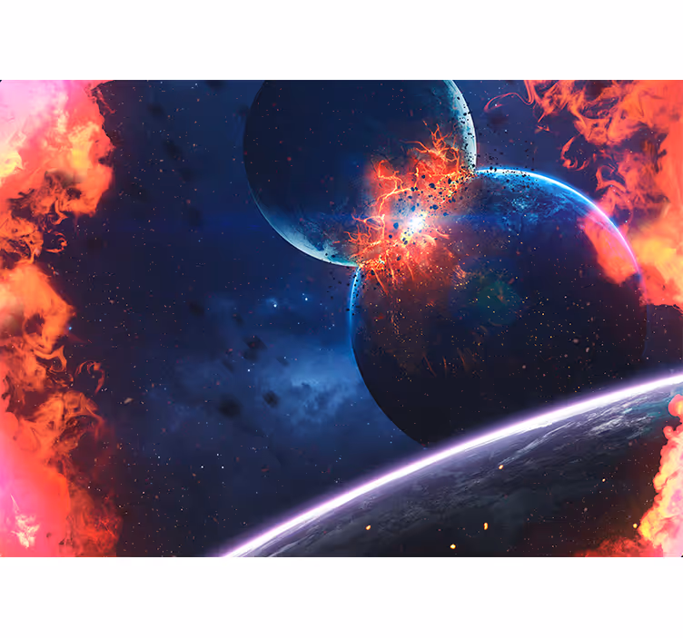 Explosive cosmic collision vesoljski fototapeti - TenStickers