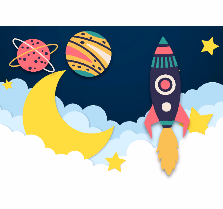 Rocket among planets fototapeta z fantazijskimi motivi - TenStickers