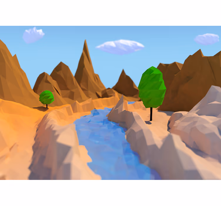 Polygonal river scene stenske poslikave - TenStickers