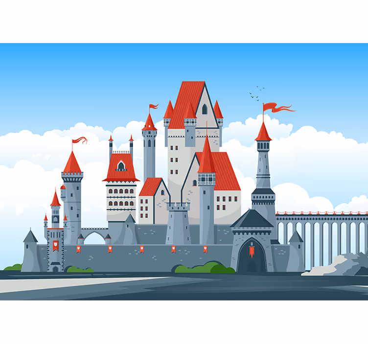 Castle with red roofs fototapeta z motivi pravljic - TenStickers