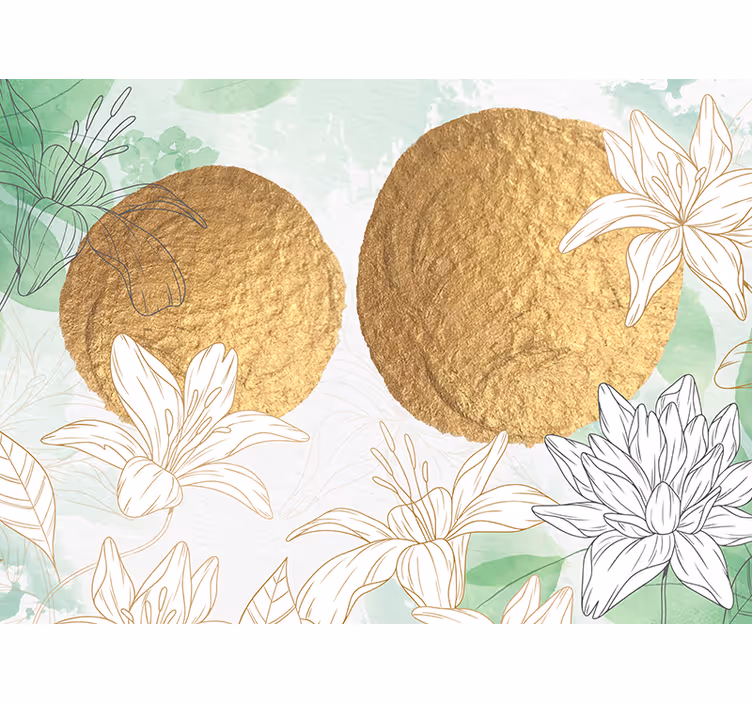 Golden floral accents fototapete s cvetjem - TenStickers