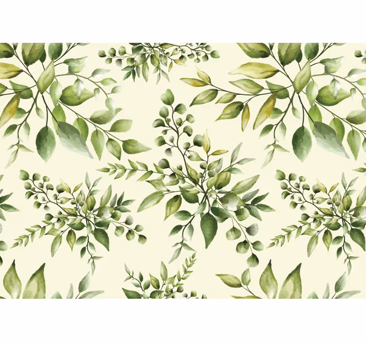 Elegant greenery pattern fototapete cvetje - TenStickers