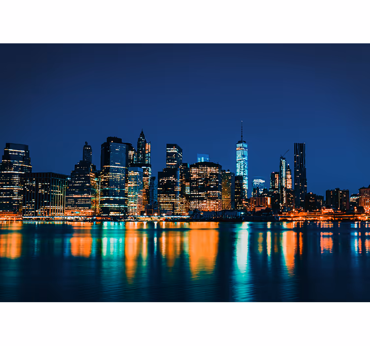 New york skyline night fototapeta new york - TenStickers