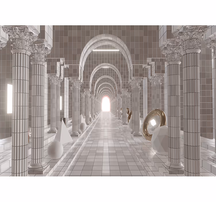 Architectural hallway design z abstraktnimi fototapeti - TenStickers