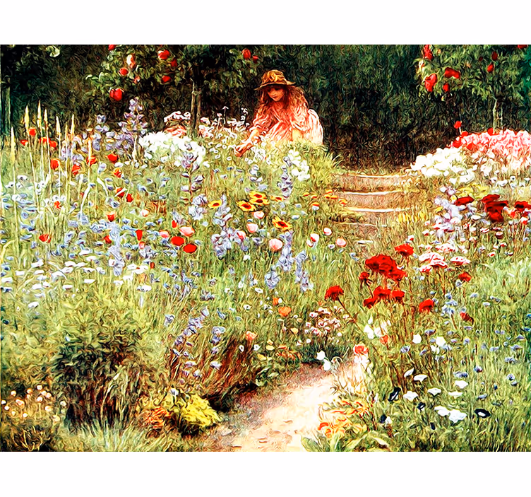 Garden pathway scene fototapete s cvetjem - TenStickers