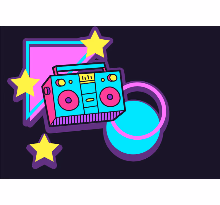 Retro boombox elements fototapete z glasbeno tematiko - TenStickers
