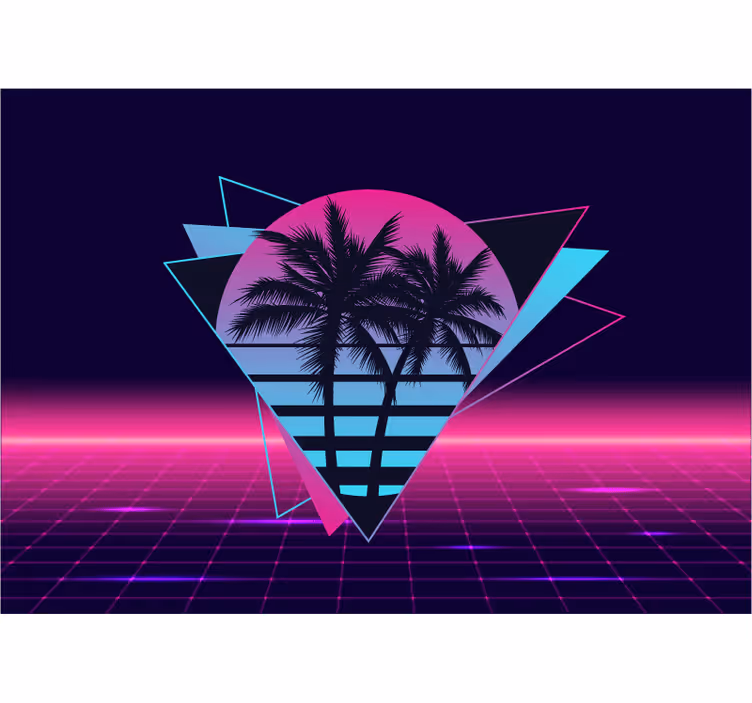 Retro palm geometry fototapeta s citati - TenStickers