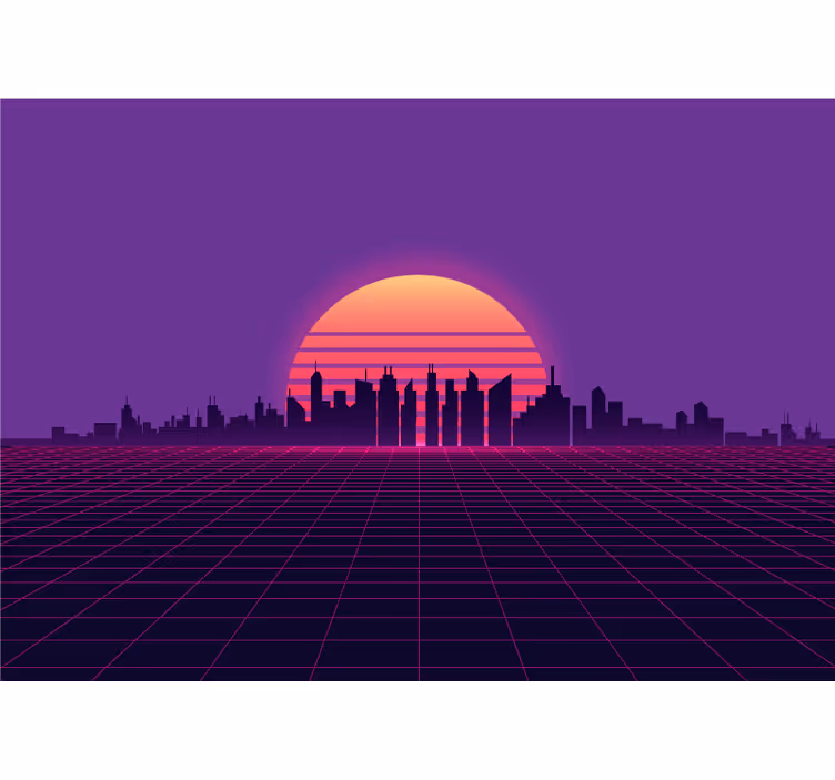 Sunset cityscape silhouette fototapete mest - TenStickers