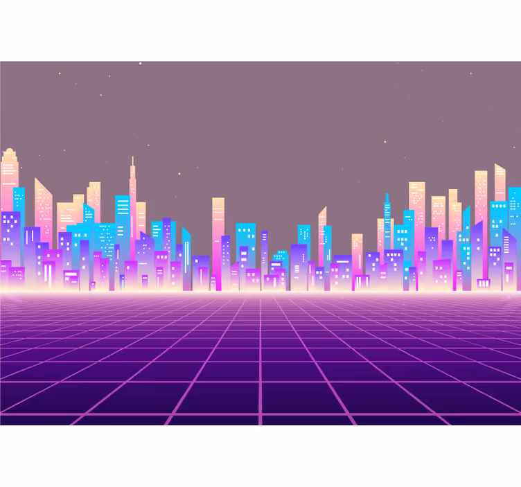 Futuristic city skyline fototapete mest in držav - TenStickers