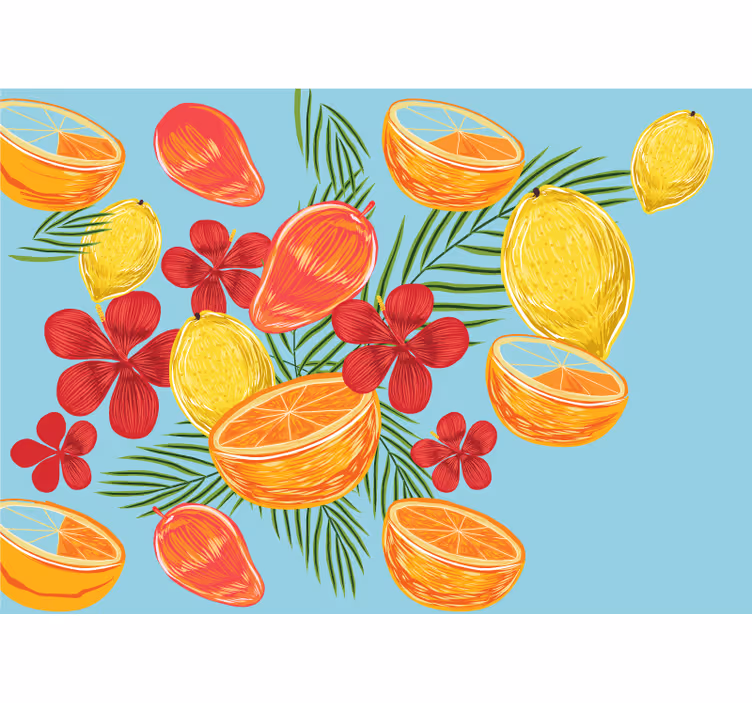 Tropical fruit arrangement fototapete cvetje - TenStickers