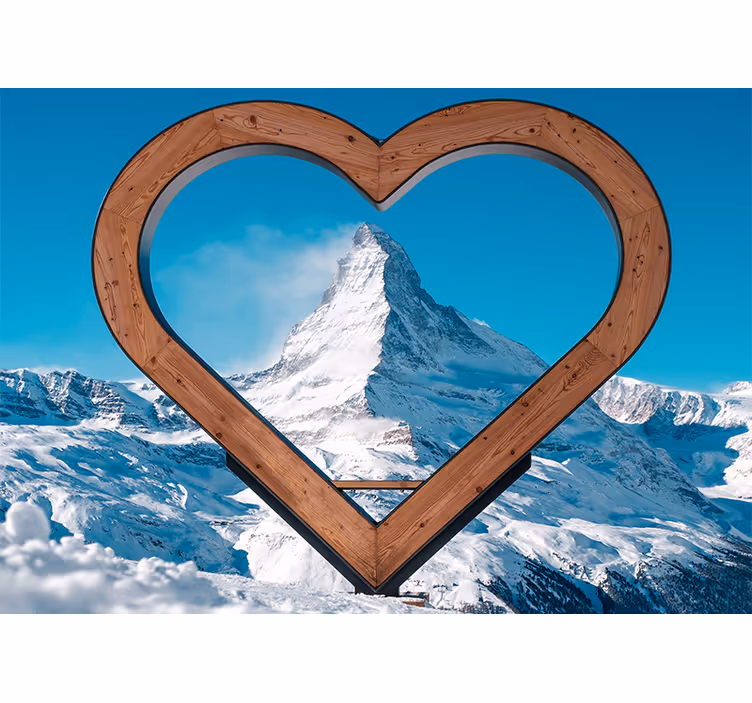 Heart-shaped mountain view fototapeta ljubezen - TenStickers