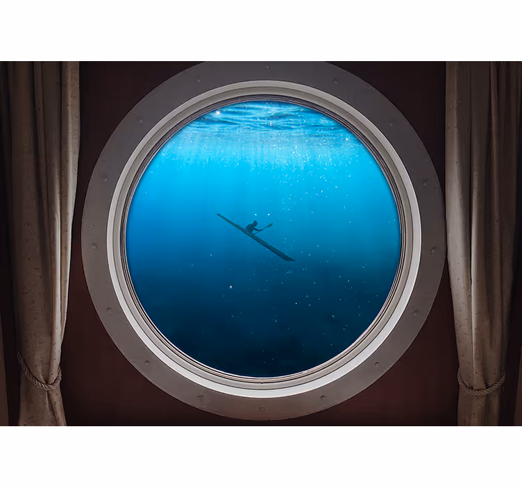 Underwater kayaking scene fototapete z morjem - TenStickers