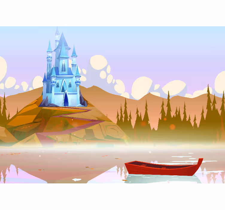 Castle reflection scene fototapeta z fantastičnimi motivi - TenStickers