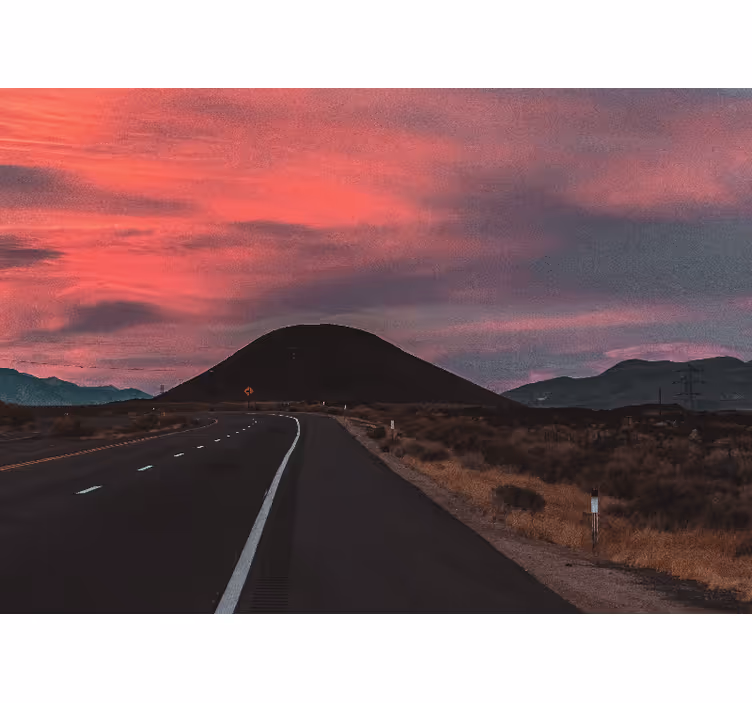 Desert sunset road stenske poslikave - TenStickers