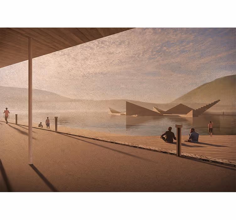 Tranquil lakeshore perspective stenske poslikave - TenStickers