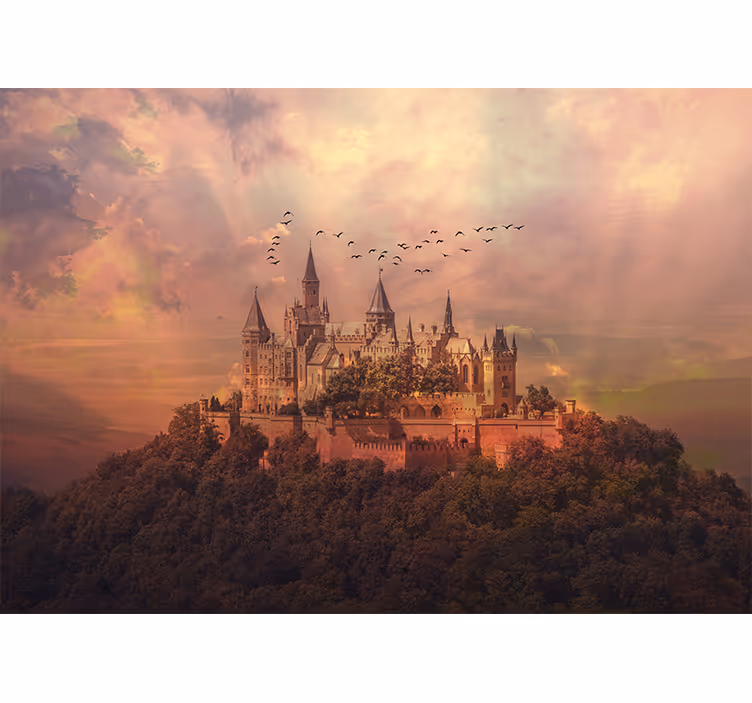 Majestic castle landscape fototapeta z motivi fantazije - TenStickers