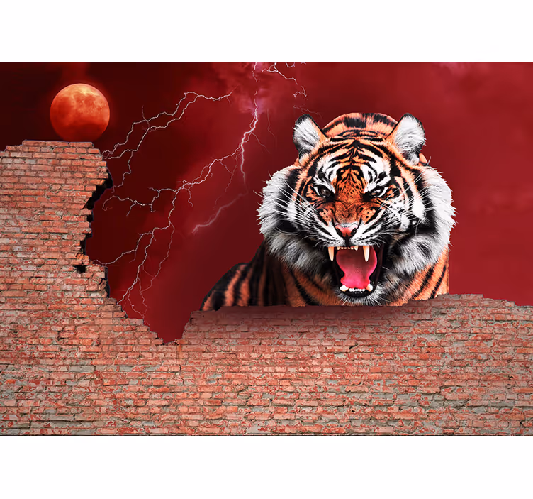 Fierce tiger roar fototapete z živalmi - TenStickers