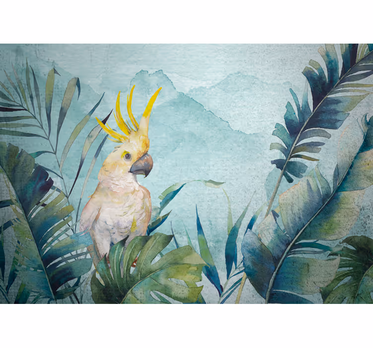 Cockatoo in foliage fototapete z živalmi - TenStickers