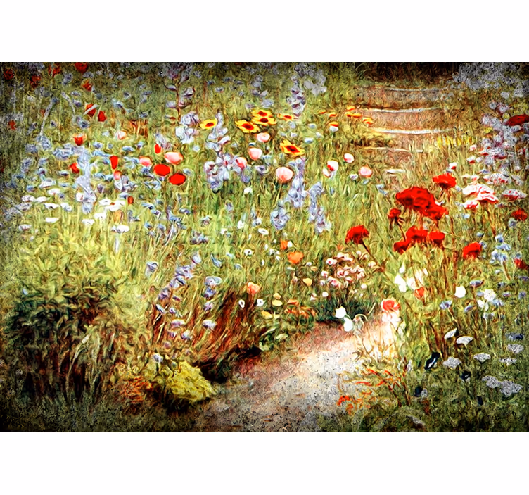 Flower pathway scene fototapete cvetje - TenStickers