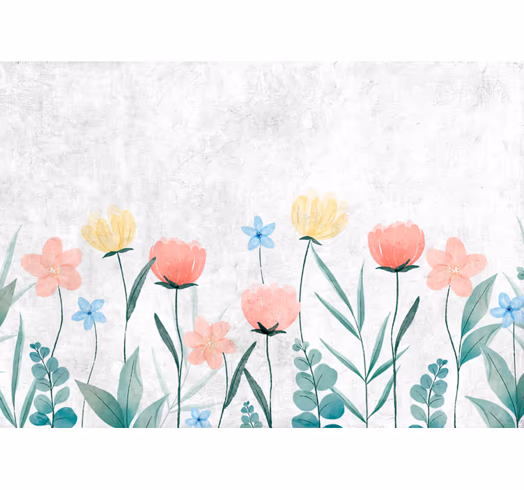 Blooming flower field fototapete cvetje - TenStickers