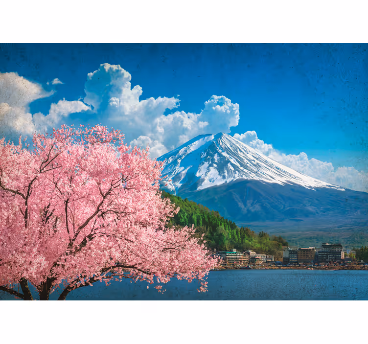 Mountains and cherry blossoms stenske poslikave - TenStickers