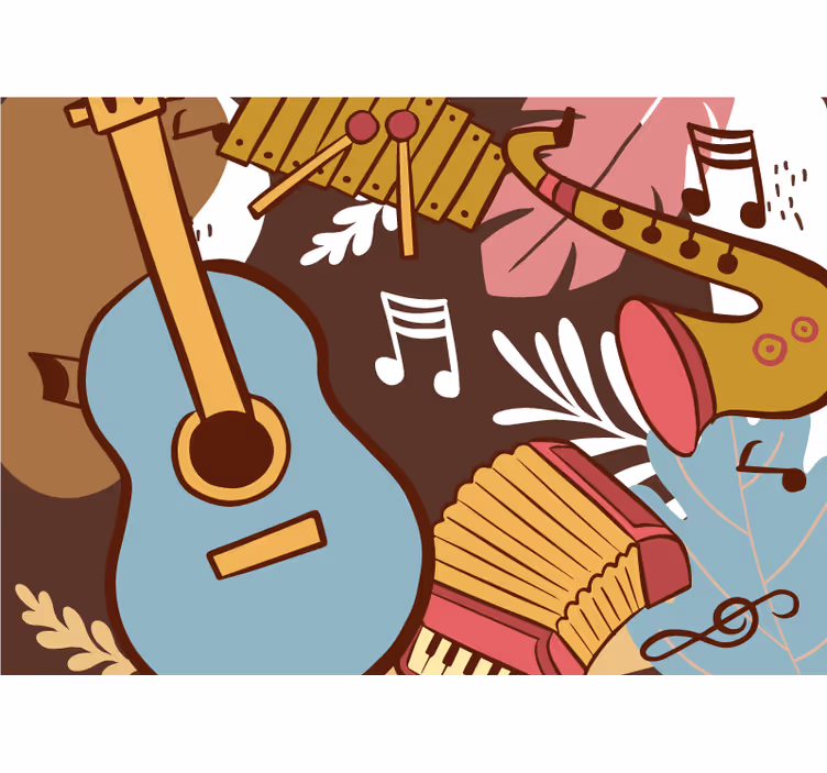 Musical instruments arrangement fototapete z glasbo - TenStickers
