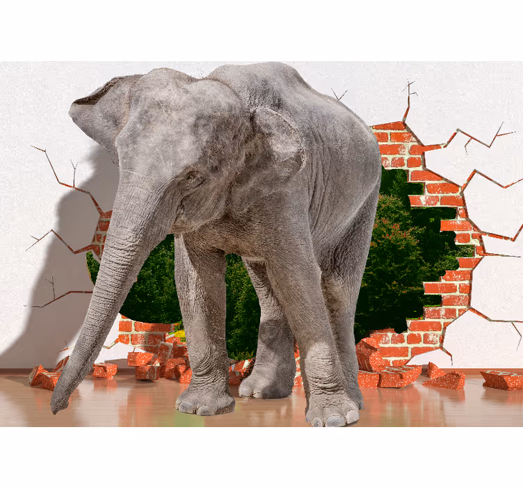 3d stenska poslikava velikanskega slona - TenStickers