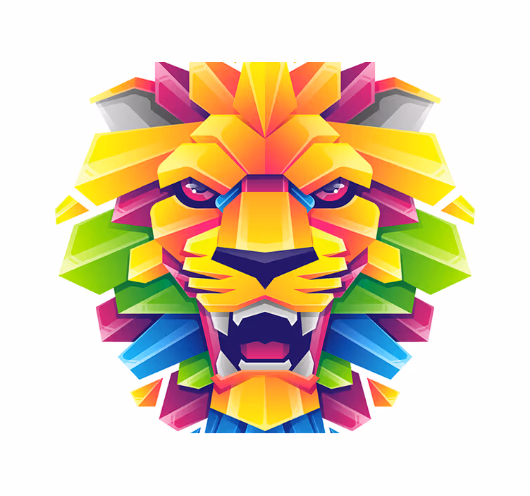 Vibrant lion face fototapeta z levom - TenStickers