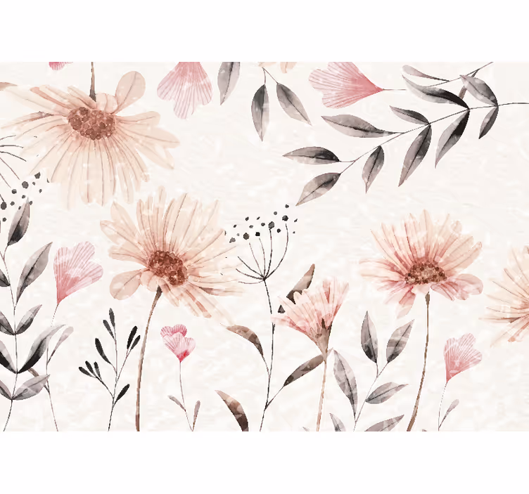 Floral pink design fototapete s cvetjem - TenStickers