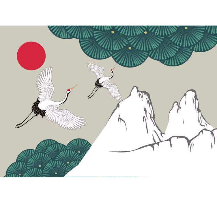 Cranes and mountains afriško oblikovanje fototapeta - TenStickers