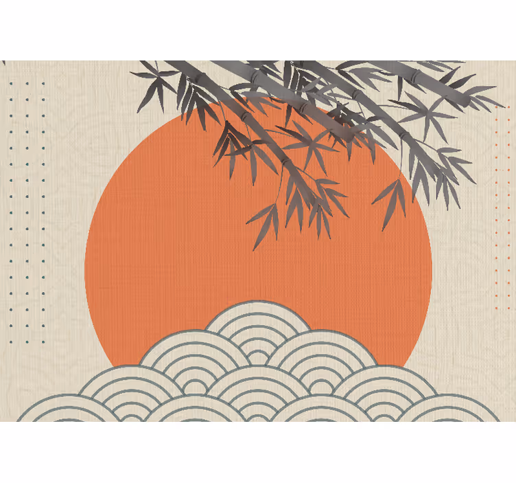 Bamboo and orange sun zen fototapete - TenStickers