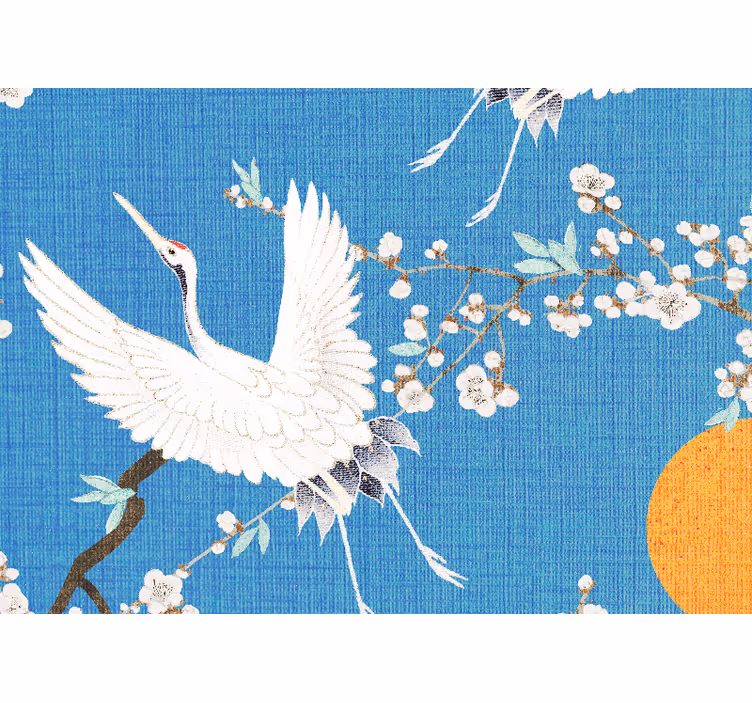 Graceful crane blooms fototapeta z levom - TenStickers