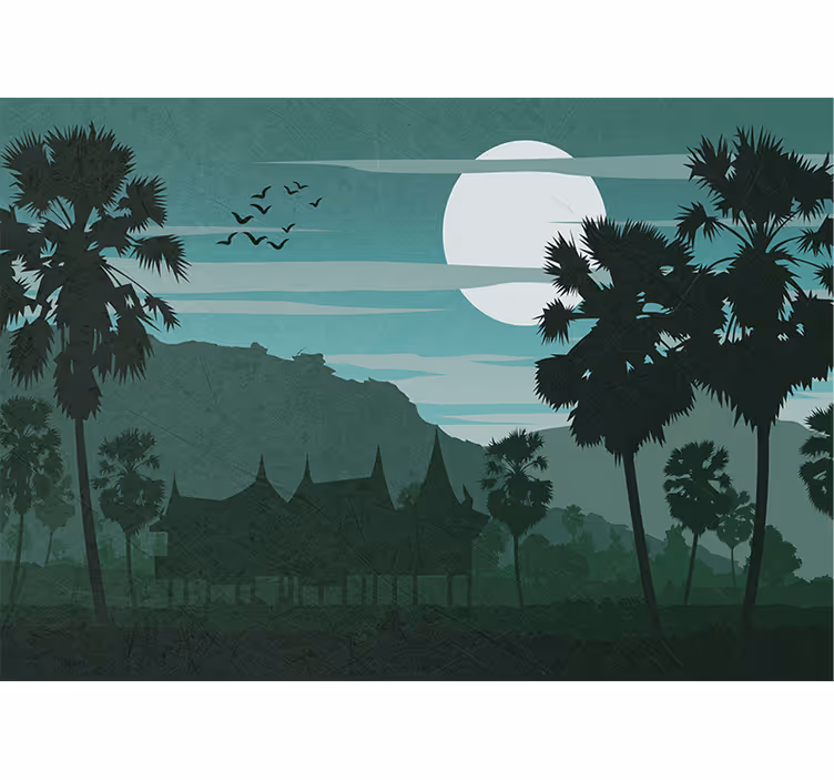 Moonlit palm trees fototapeta gozd - TenStickers