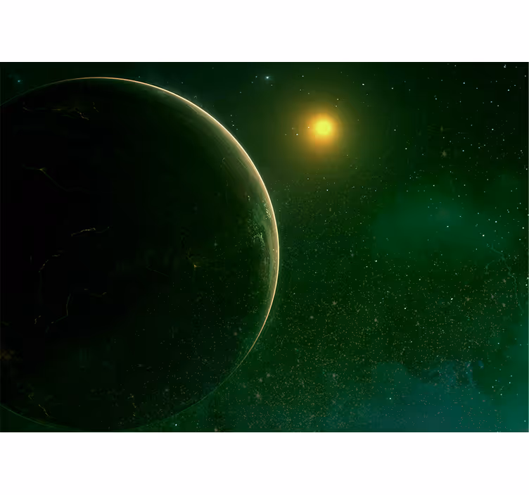 Zeleni planet satelitski vesoljska stenska poslikava - TenStickers