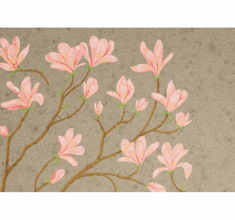 Stenska poslikava magnolije v vintage slogu - TenStickers
