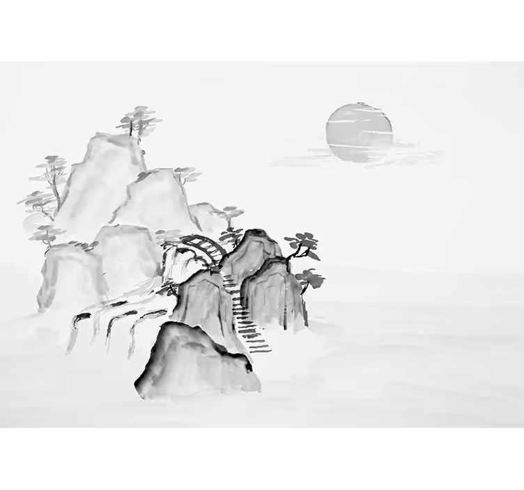 Mountain landscape scene zen fototapete - TenStickers