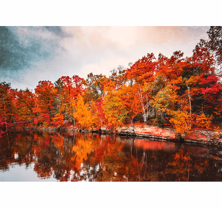 Autumn forest reflection stenske poslikave - TenStickers