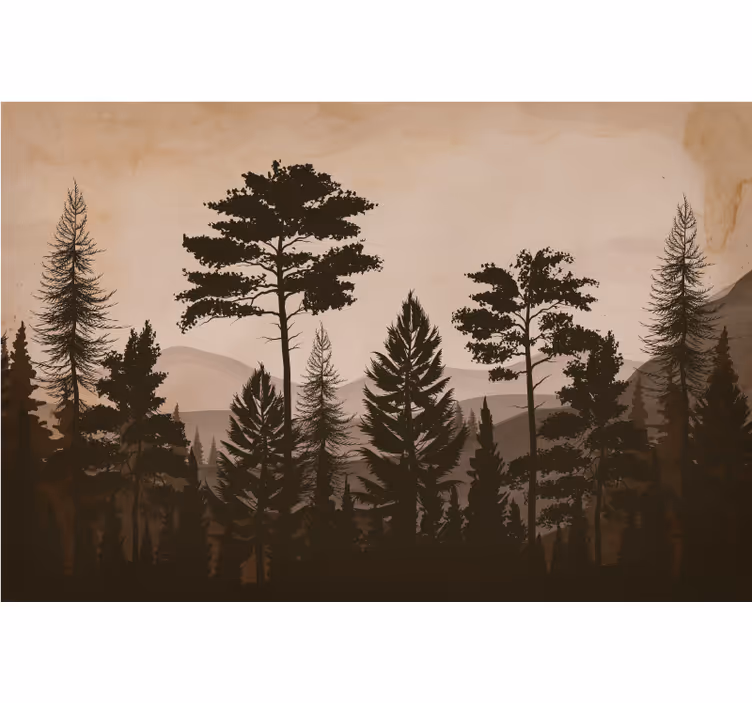 Silhouette forest scape fototapete narava - TenStickers